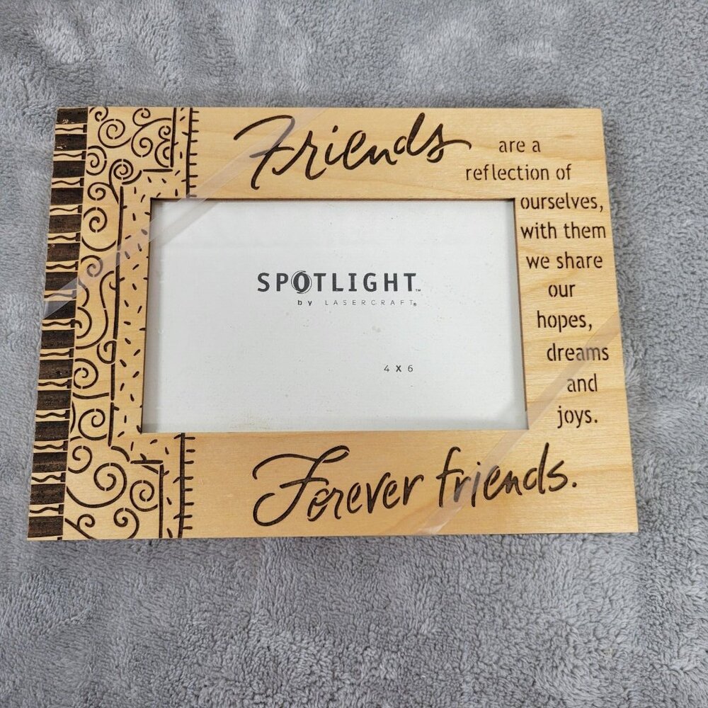 Lasercraft Friends Forever Picture Frame 4x6 Rustic Wood Reflection Photo S23E
